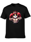 Cat Boxer Cartoon Graphic T-Shirt