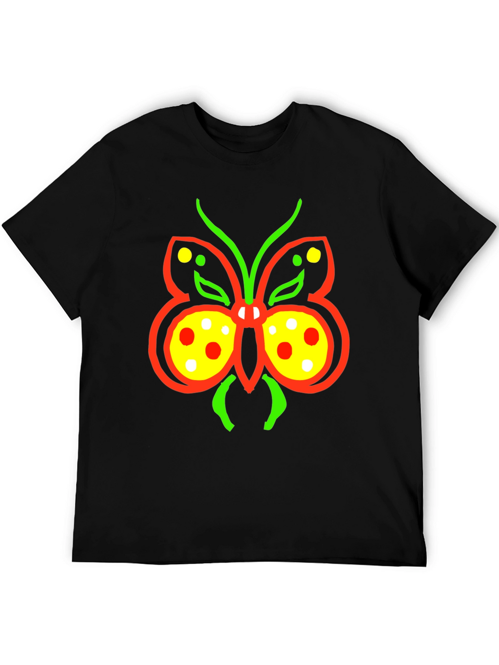 Butterfly Graphic Tee - Quirky Black T-Shirt