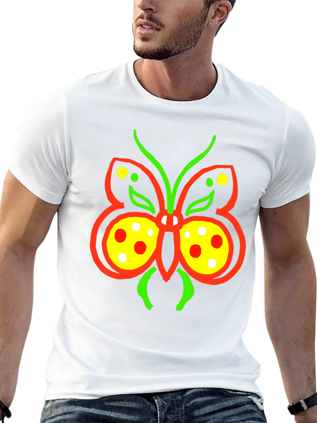 Butterfly Graphic Tee - Quirky Black T-Shirt