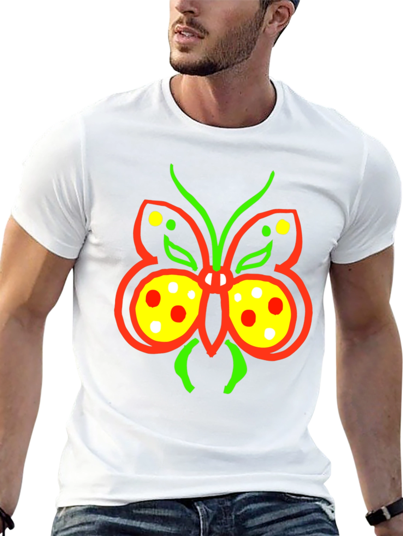 Butterfly Graphic Tee - Quirky Black T-Shirt