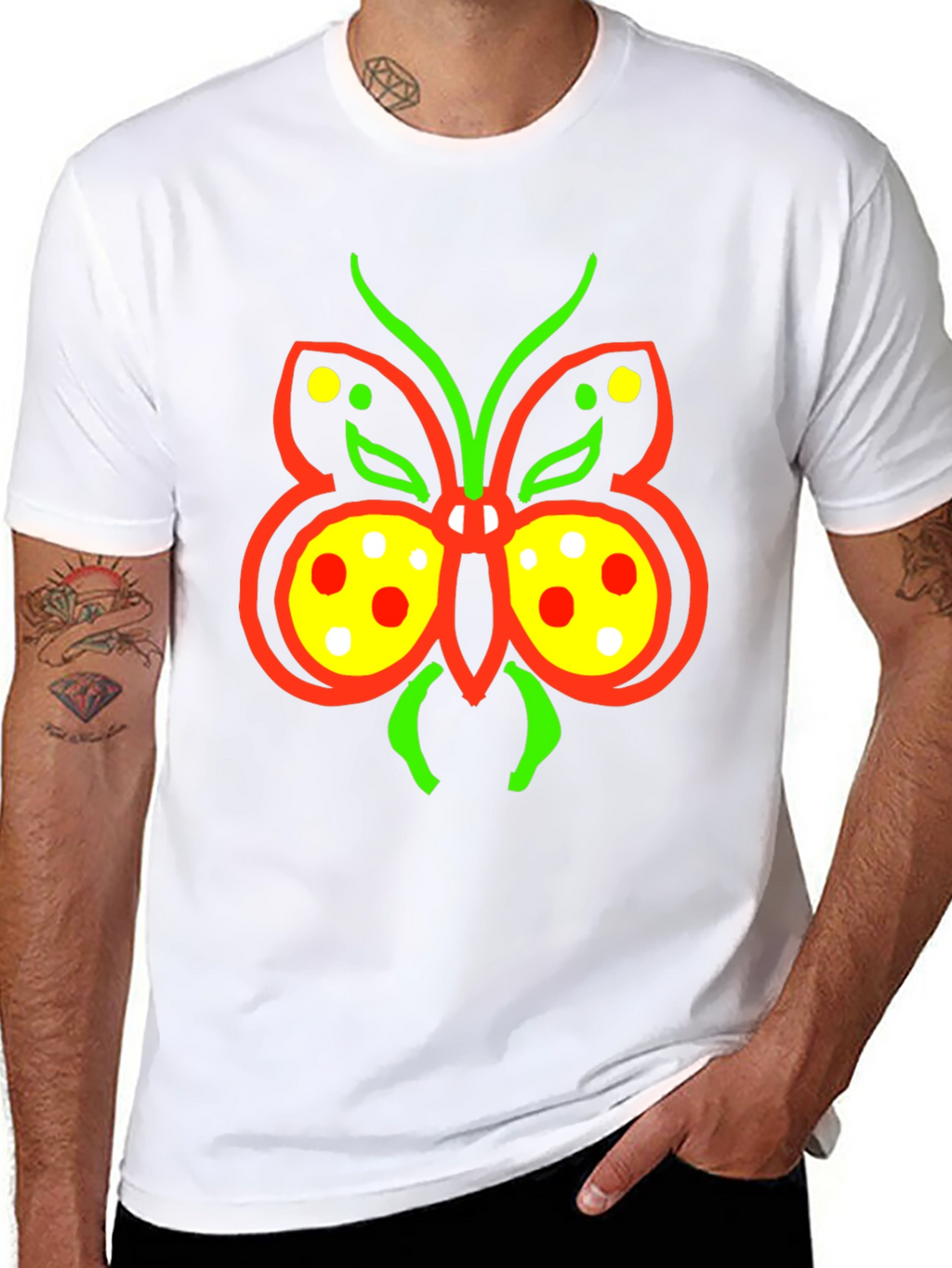 Butterfly Graphic Tee - Quirky Black T-Shirt