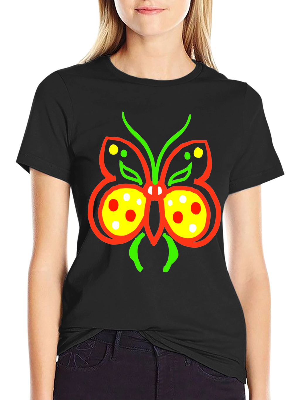 Butterfly Graphic Tee - Quirky Black T-Shirt