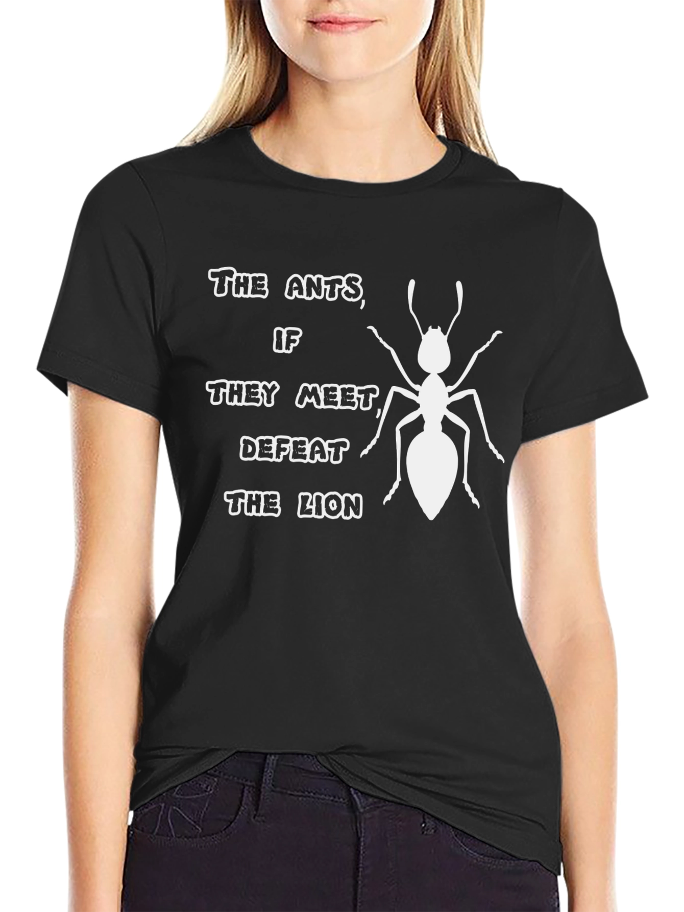 Ants Defeat Lion Graphic Tee - Black T-Shirt