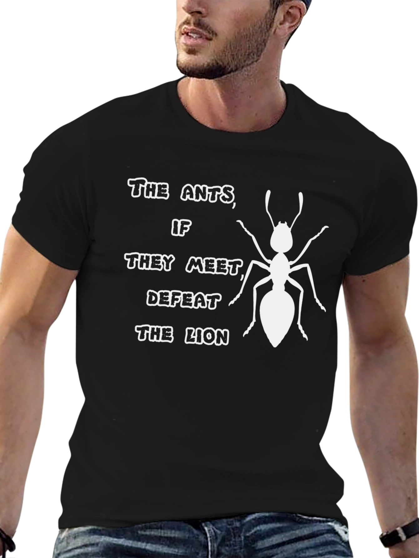 Ants Defeat Lion Graphic Tee - Black T-Shirt