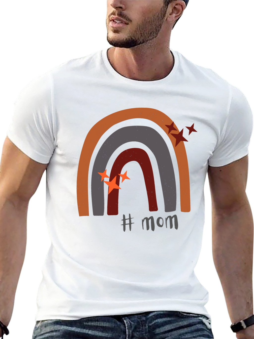 Mom Rainbow Graphic Tee - Trendy Mothers Day Shirt
