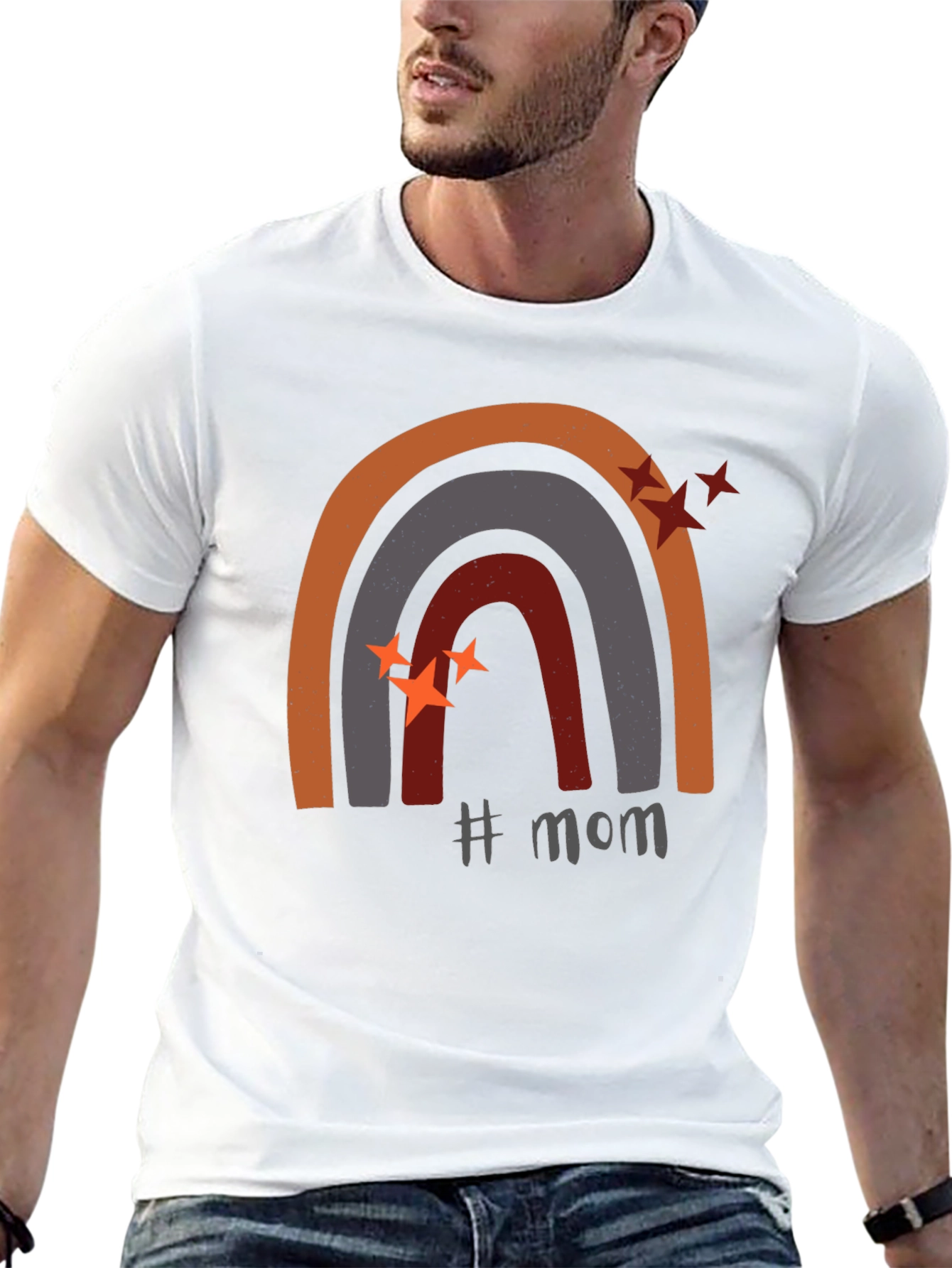 Mom Rainbow Graphic Tee - Trendy Mothers Day Shirt
