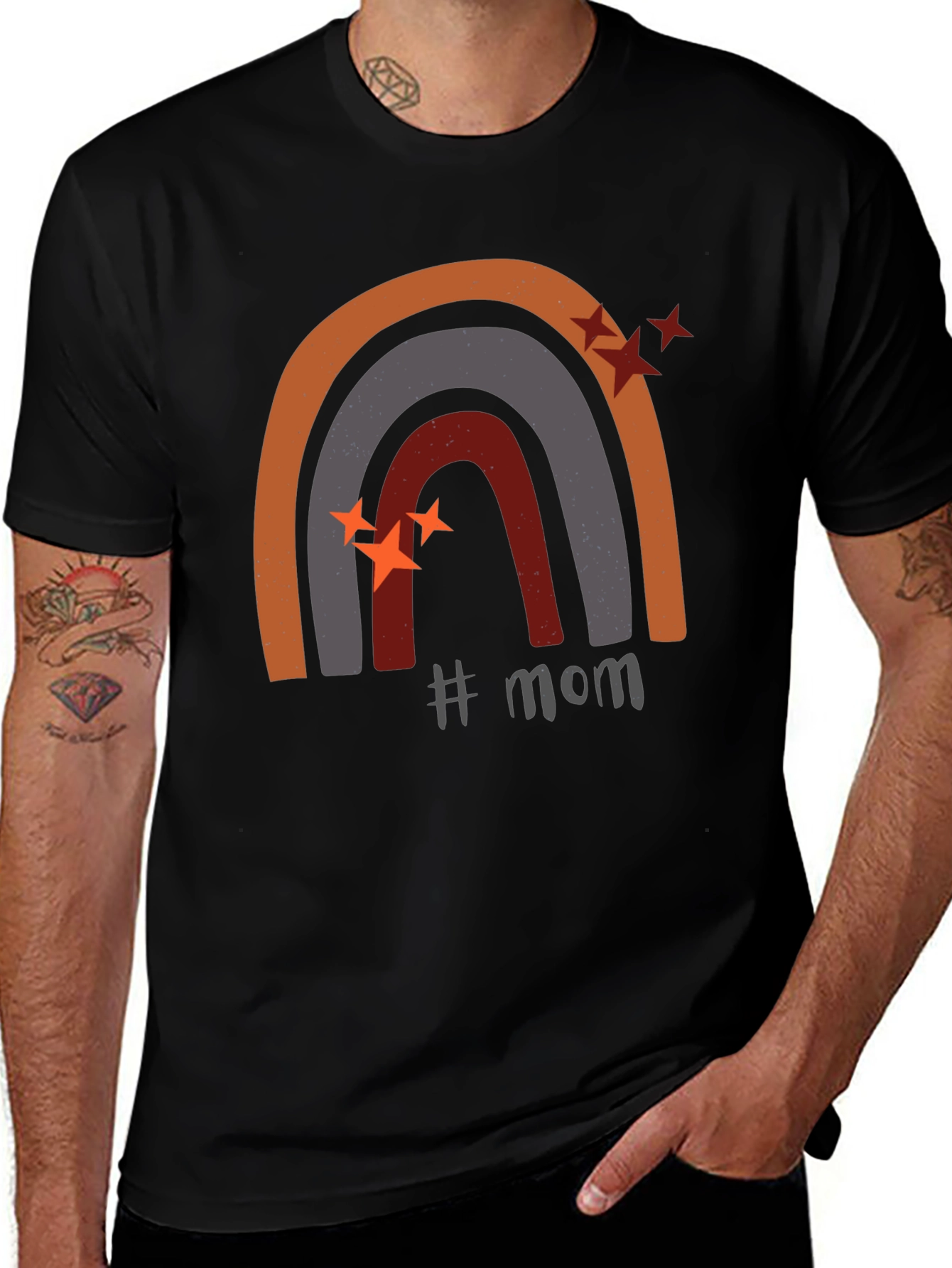 Mom Rainbow Graphic Tee - Trendy Mothers Day Shirt