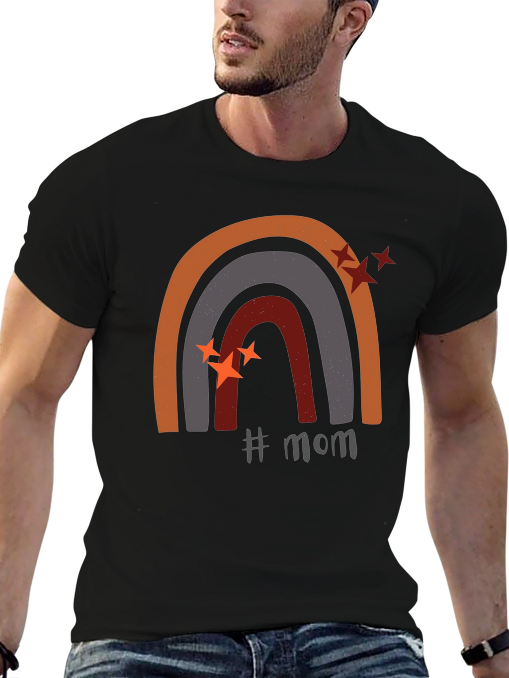 Mom Rainbow Graphic Tee - Trendy Mothers Day Shirt