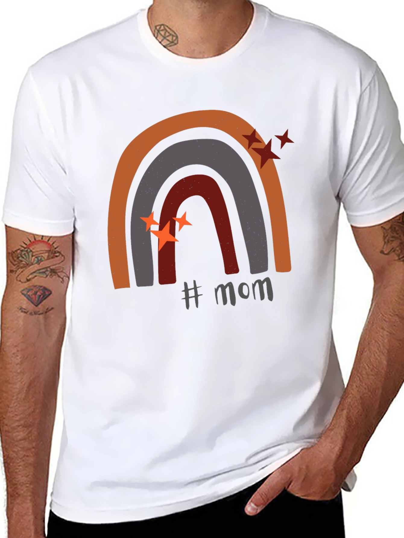 Mom Rainbow Graphic Tee - Trendy Mothers Day Shirt