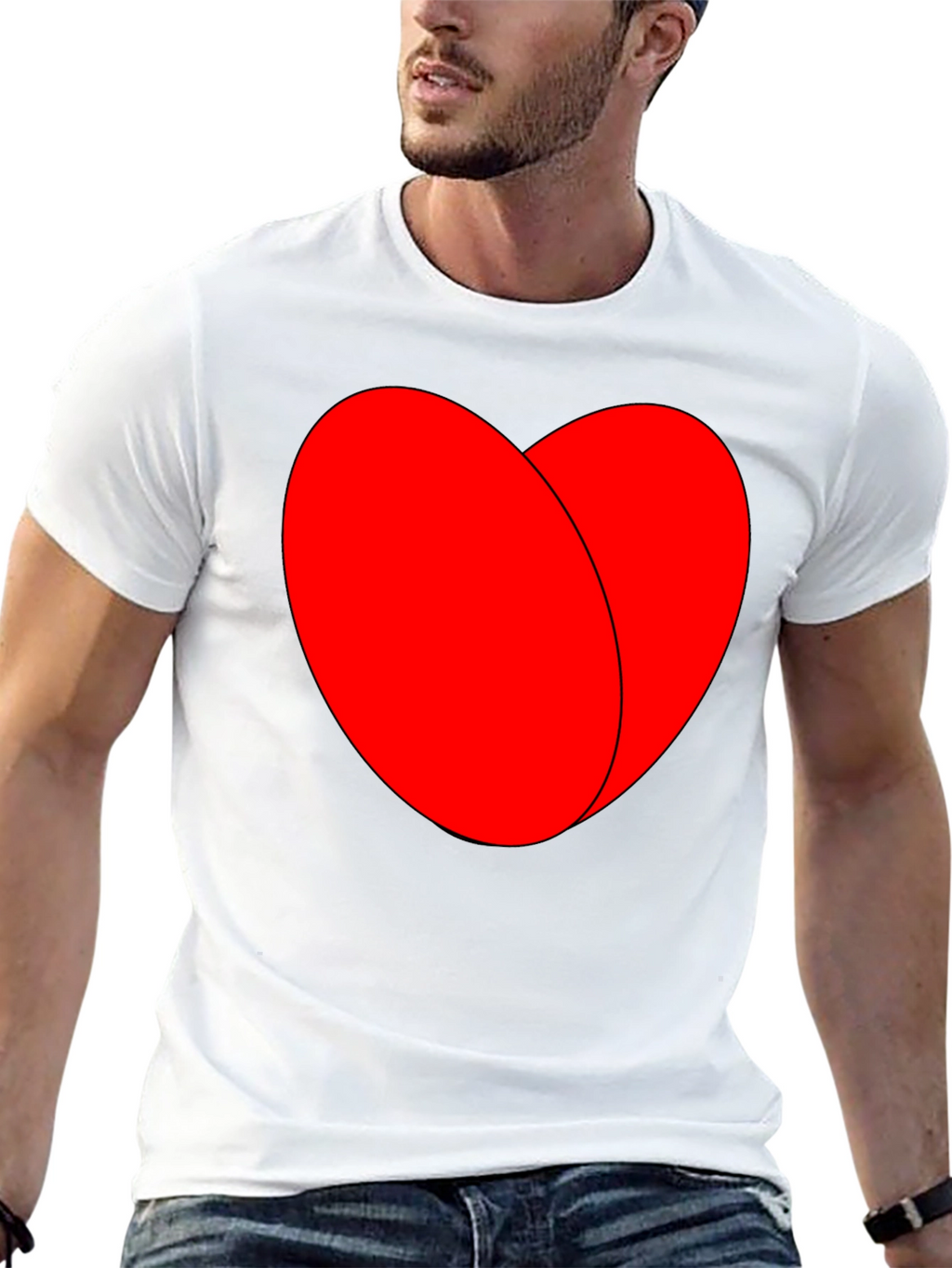 Bold Red Heart Graphic Black T-Shirt