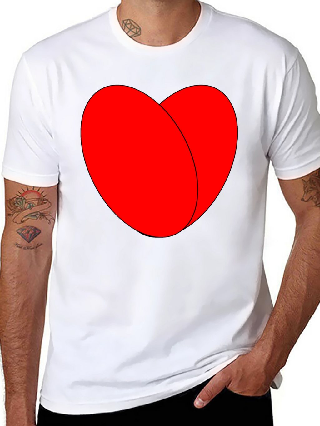 Bold Red Heart Graphic Black T-Shirt