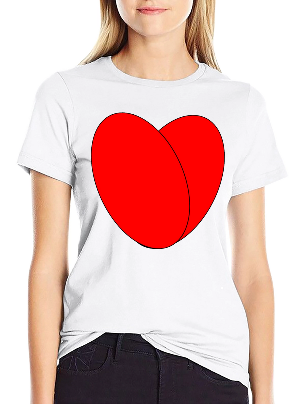 Bold Red Heart Graphic Black T-Shirt