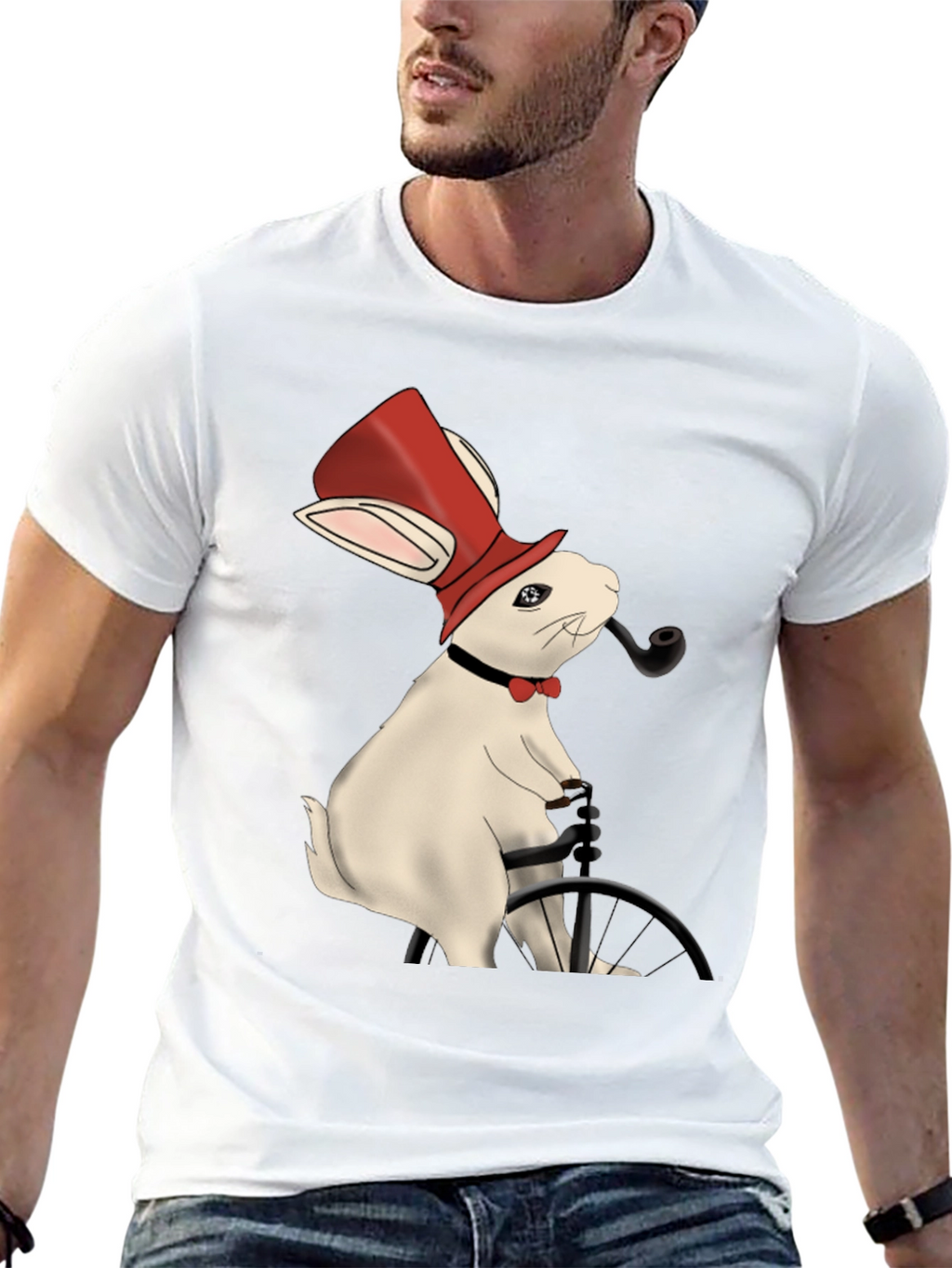 Rabbit Gentleman T-Shirt - Unique Design