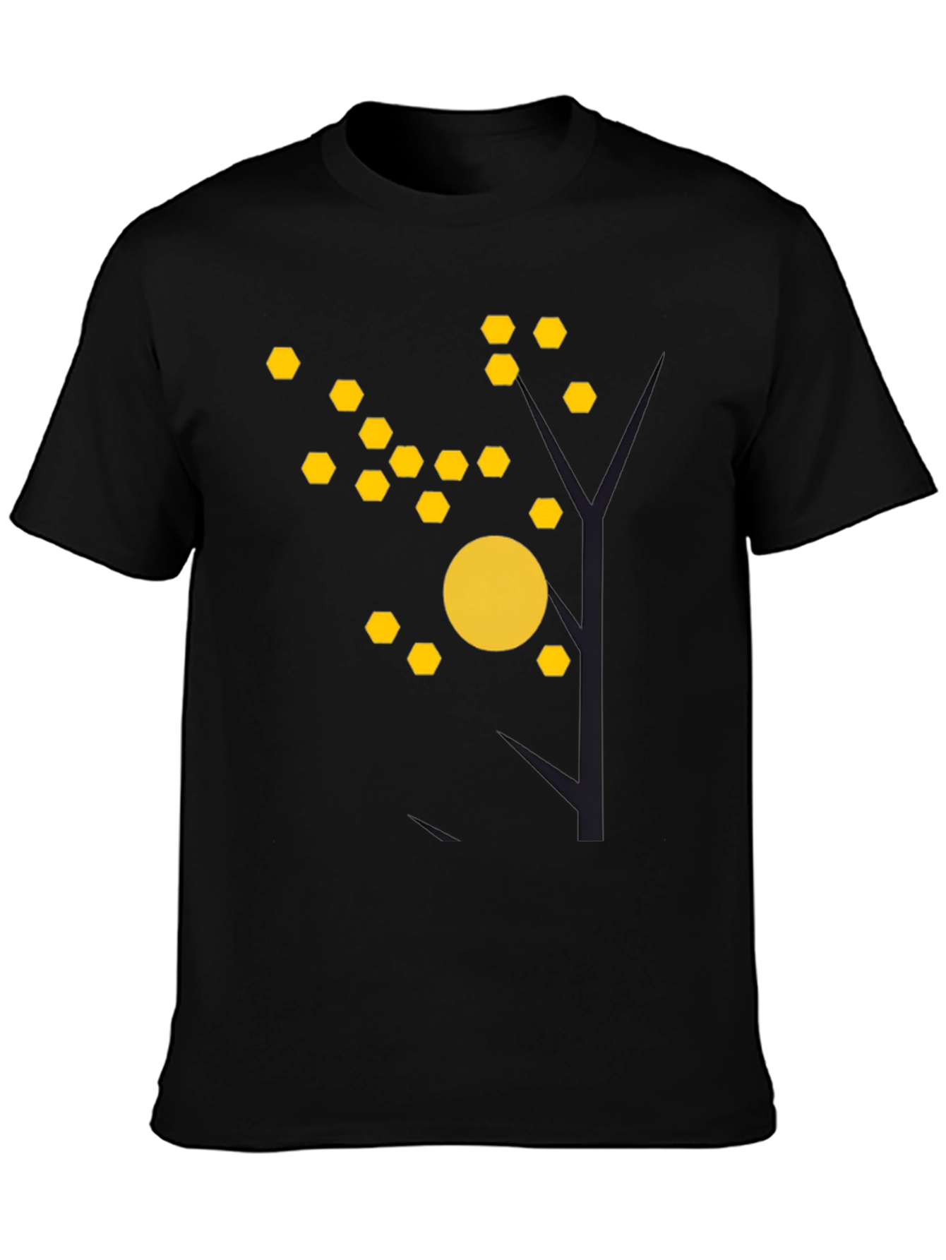 Abstract Tree Graphic Tee - Modern Black T-Shirt