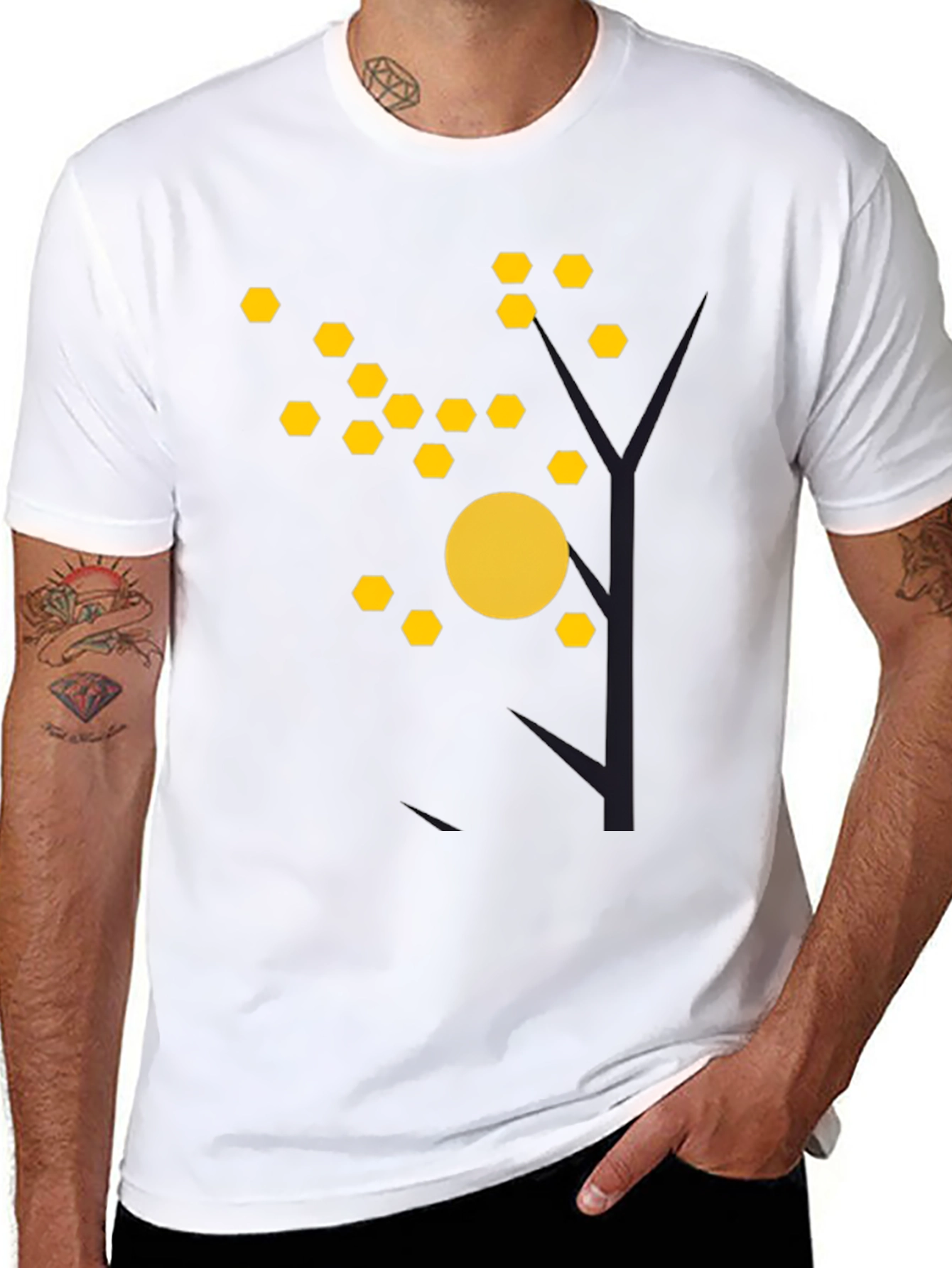 Abstract Tree Graphic Tee - Modern Black T-Shirt