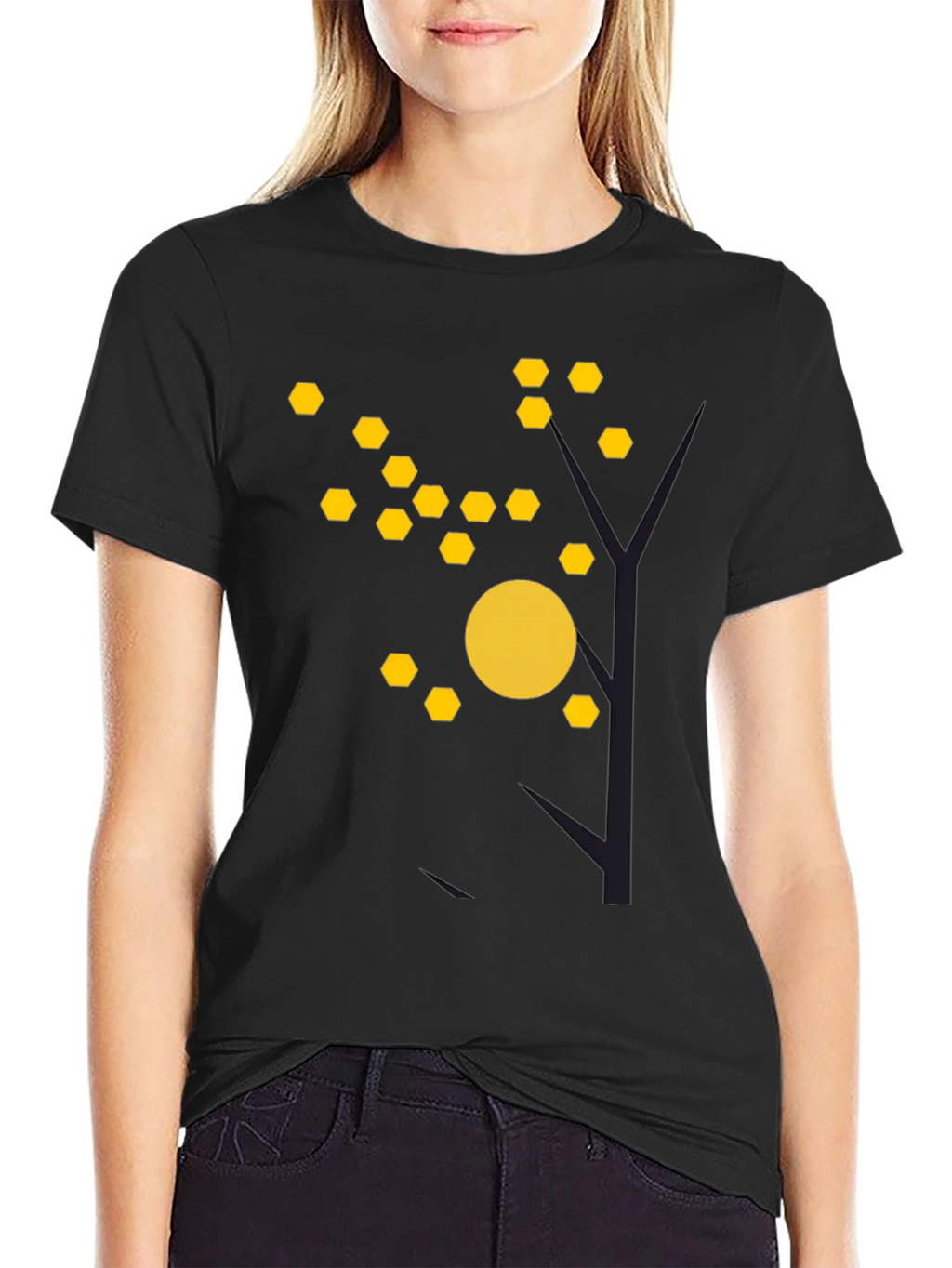 Abstract Tree Graphic Tee - Modern Black T-Shirt