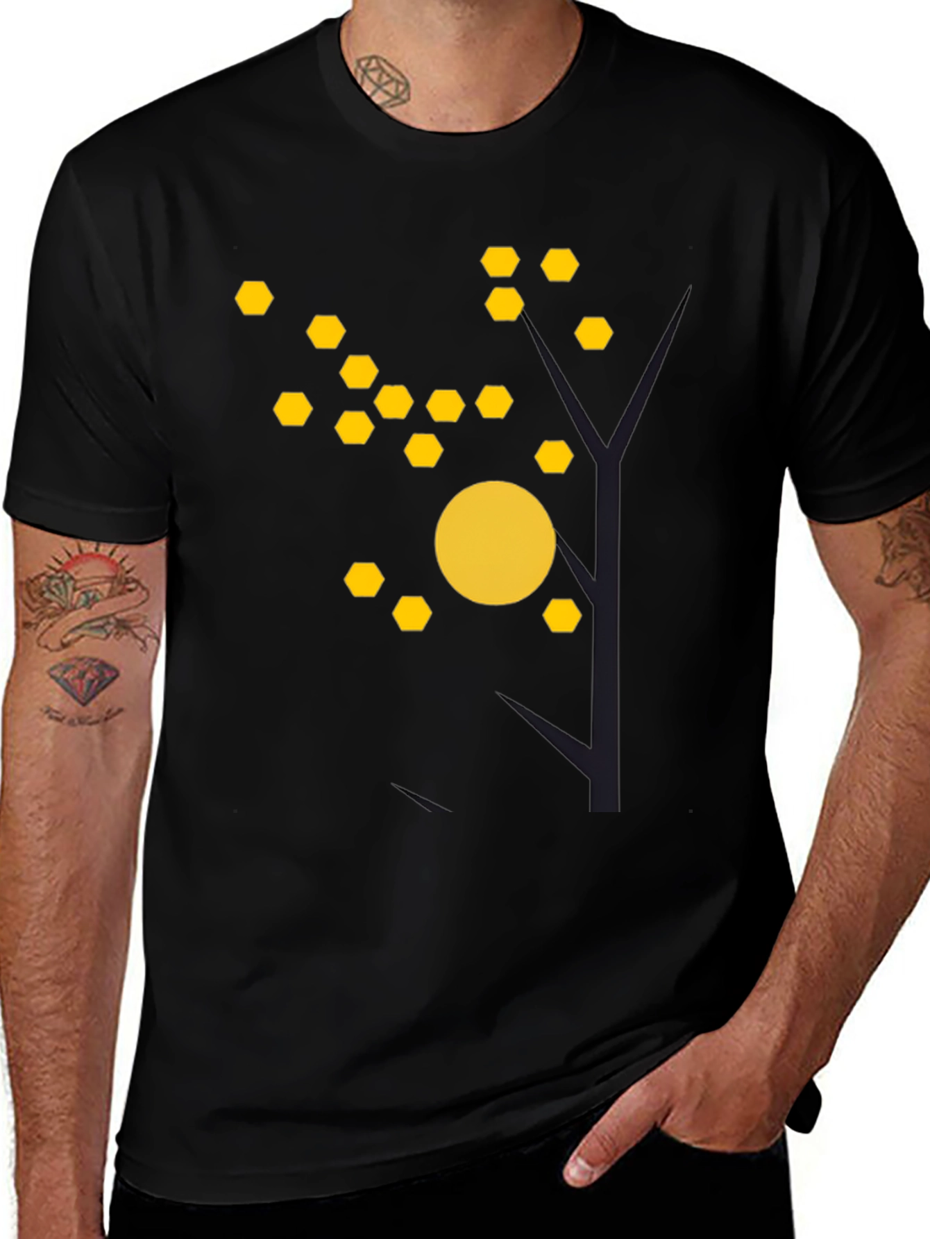 Abstract Tree Graphic Tee - Modern Black T-Shirt