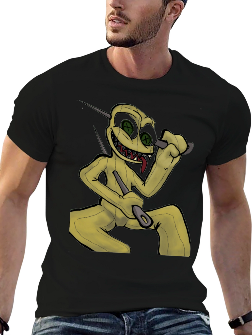 Creepy Doll Graphic Black T-Shirt