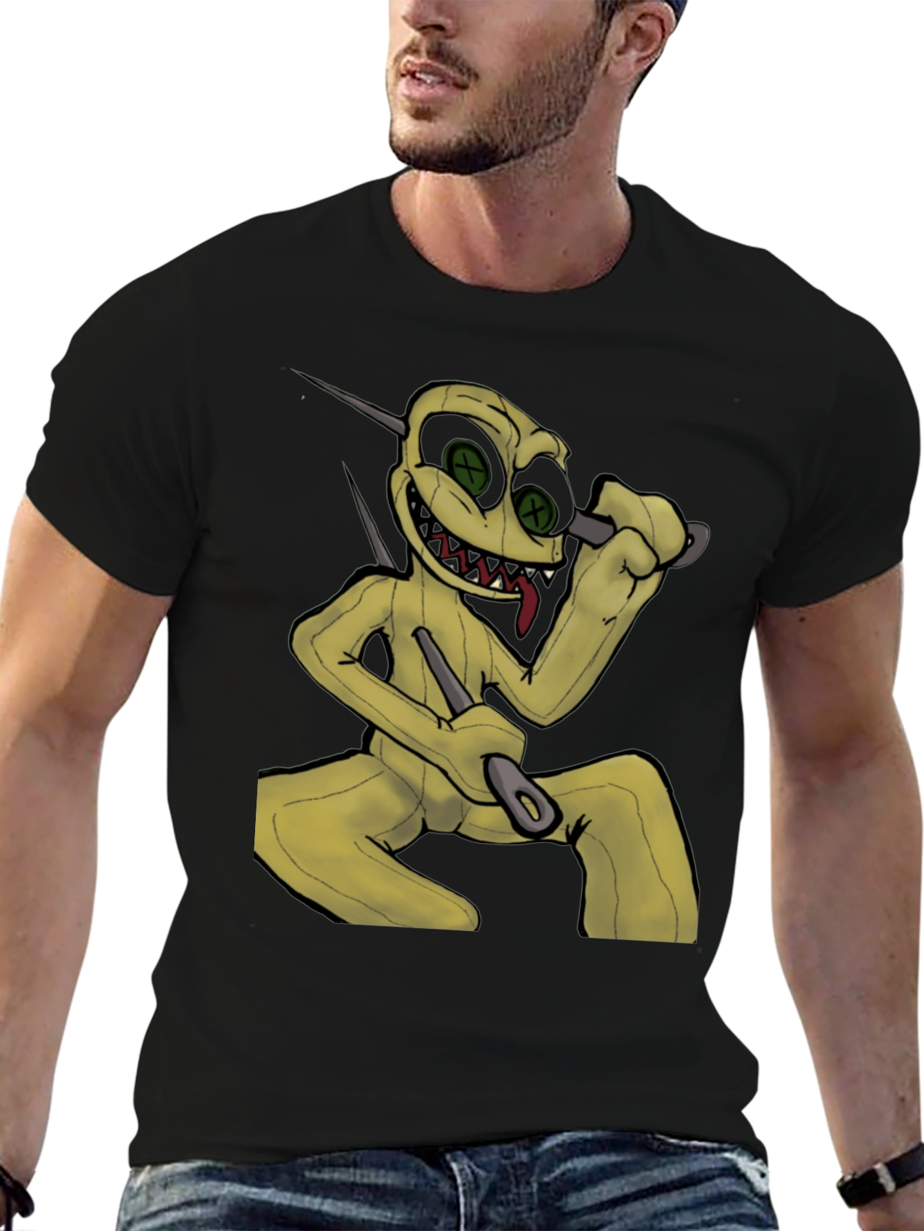 Creepy Doll Graphic Black T-Shirt