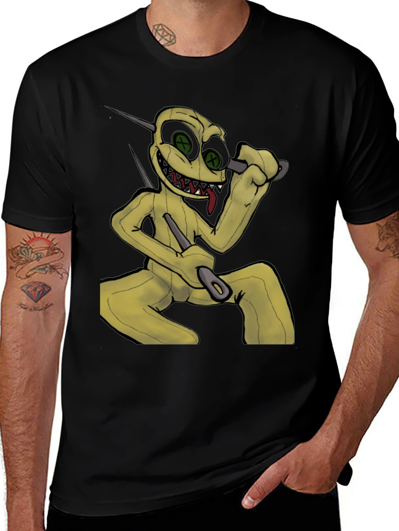 Creepy Doll Graphic Black T-Shirt