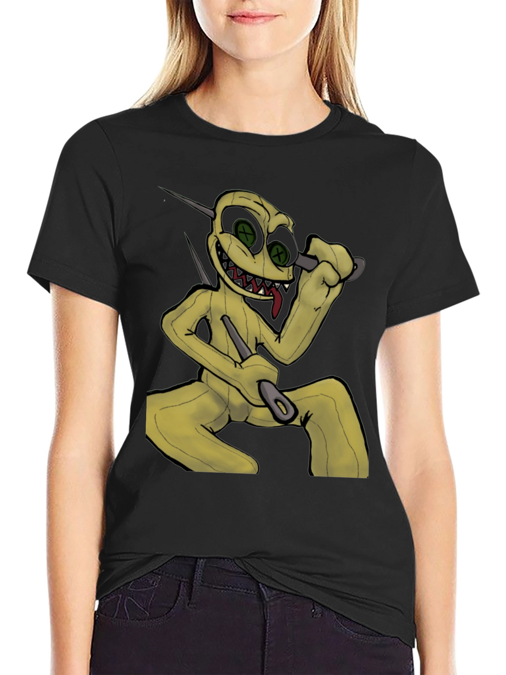 Creepy Doll Graphic Black T-Shirt