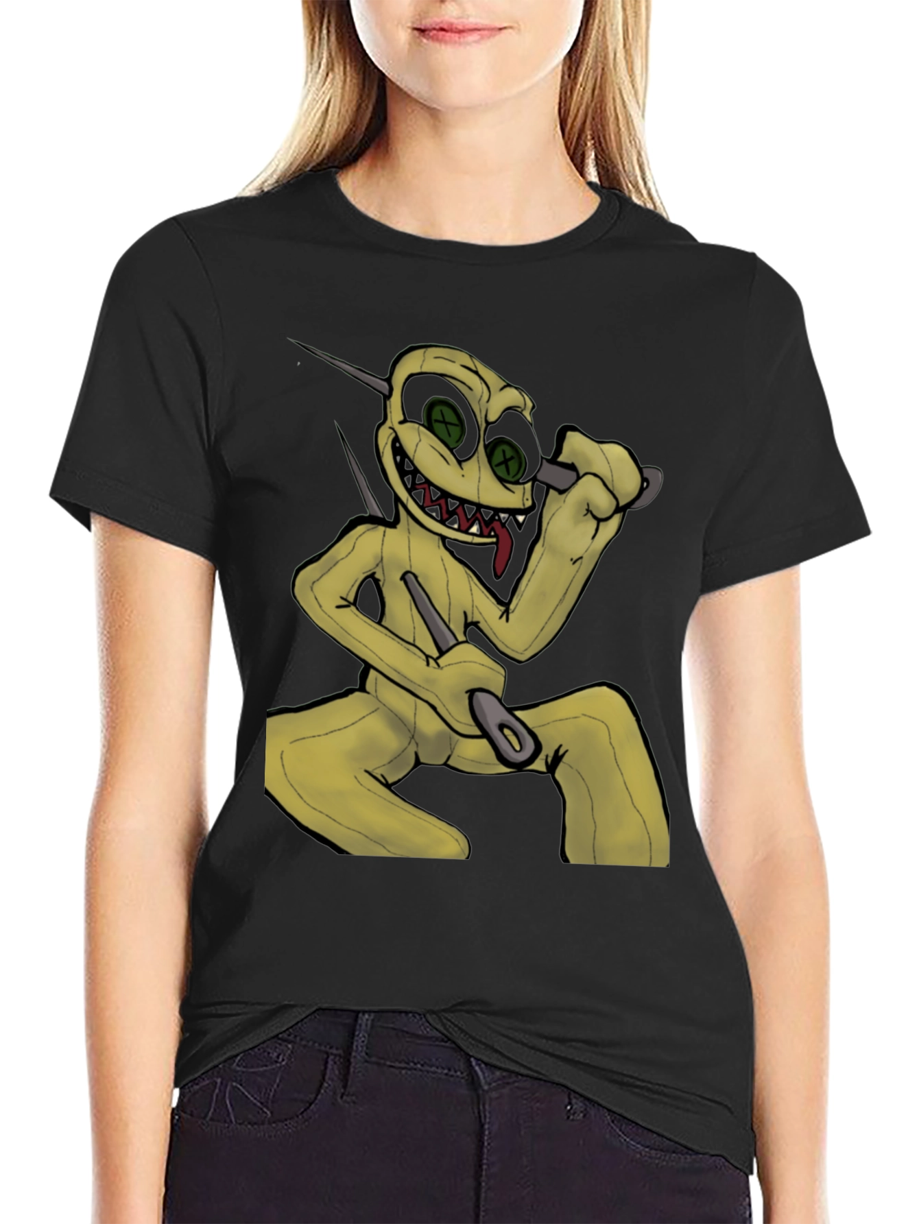 Creepy Doll Graphic Black T-Shirt