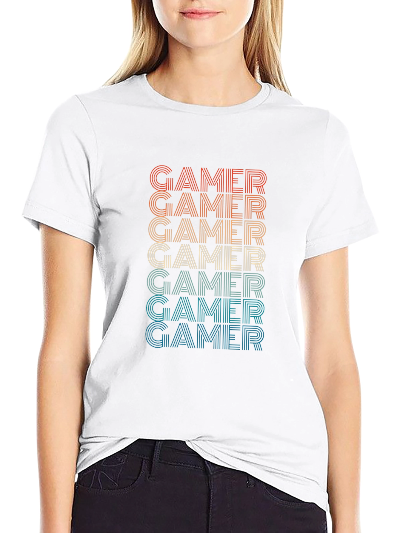 Retro Gamer T-Shirt - Classic Striped Design