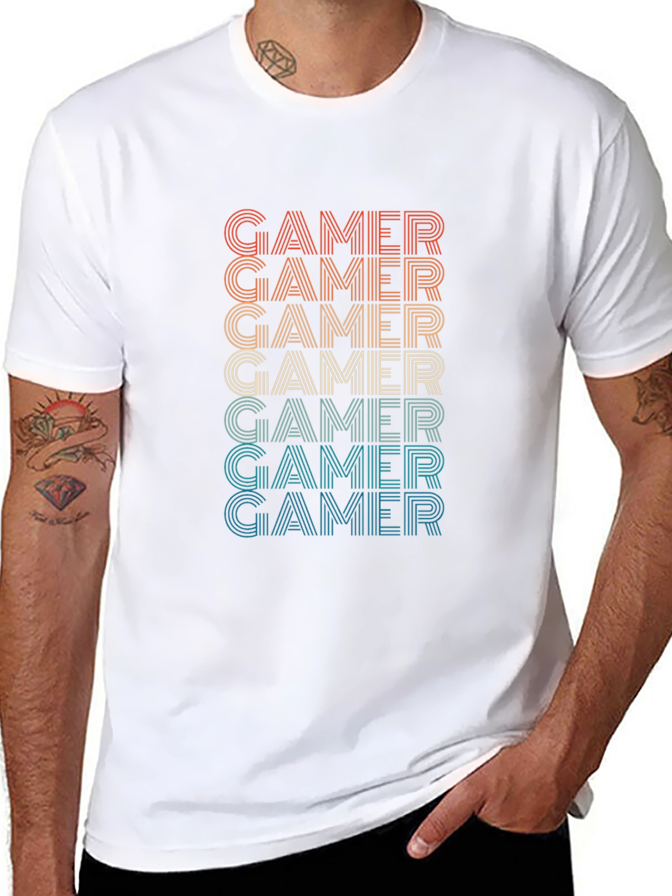 Retro Gamer T-Shirt - Classic Striped Design