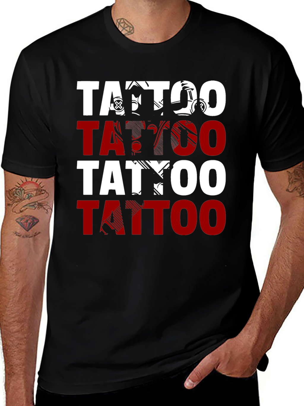 Tattoo Graphic Print Black T-Shirt