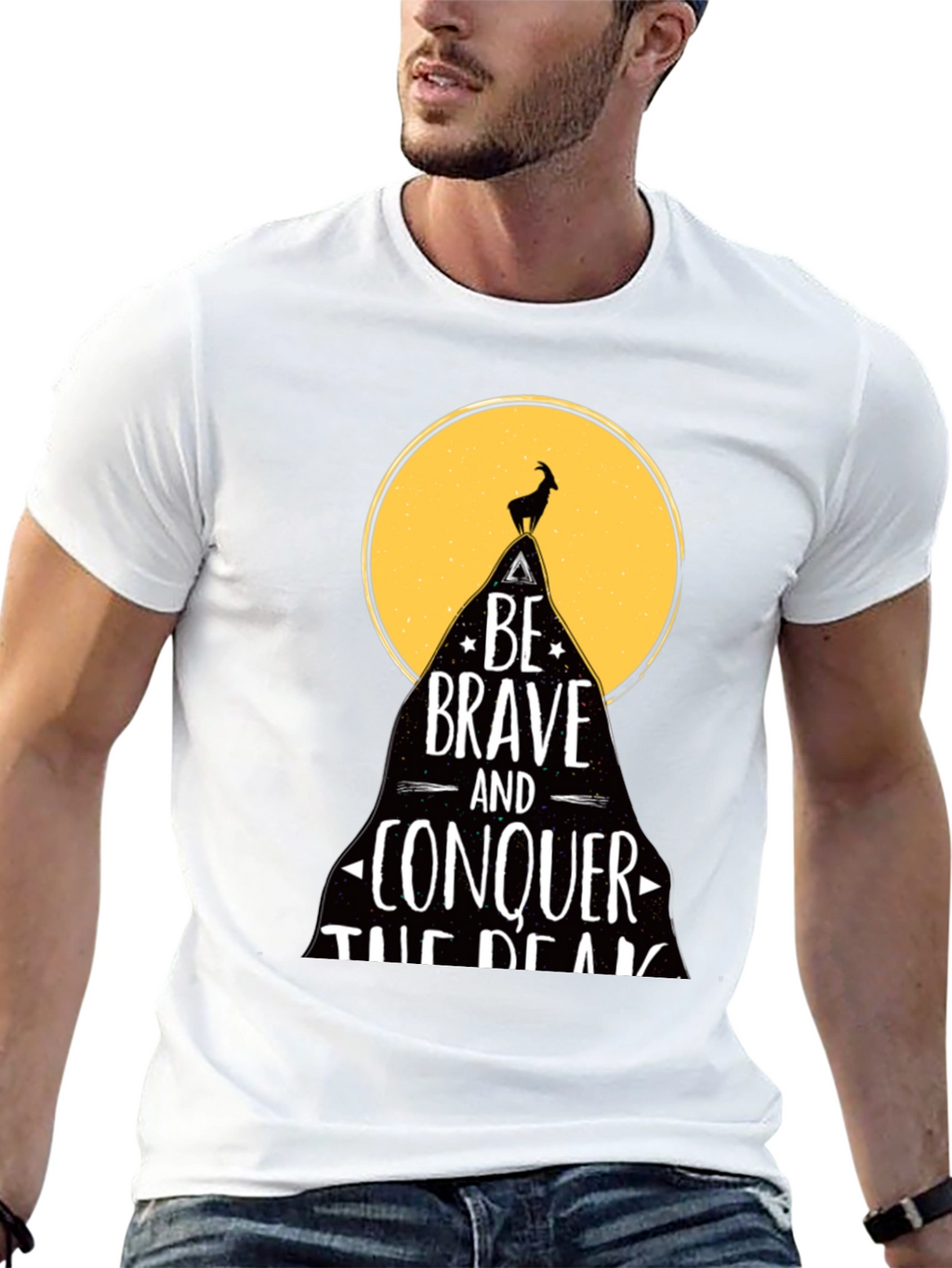 Be Brave T-Shirt - Mountain Goat Conquer Design