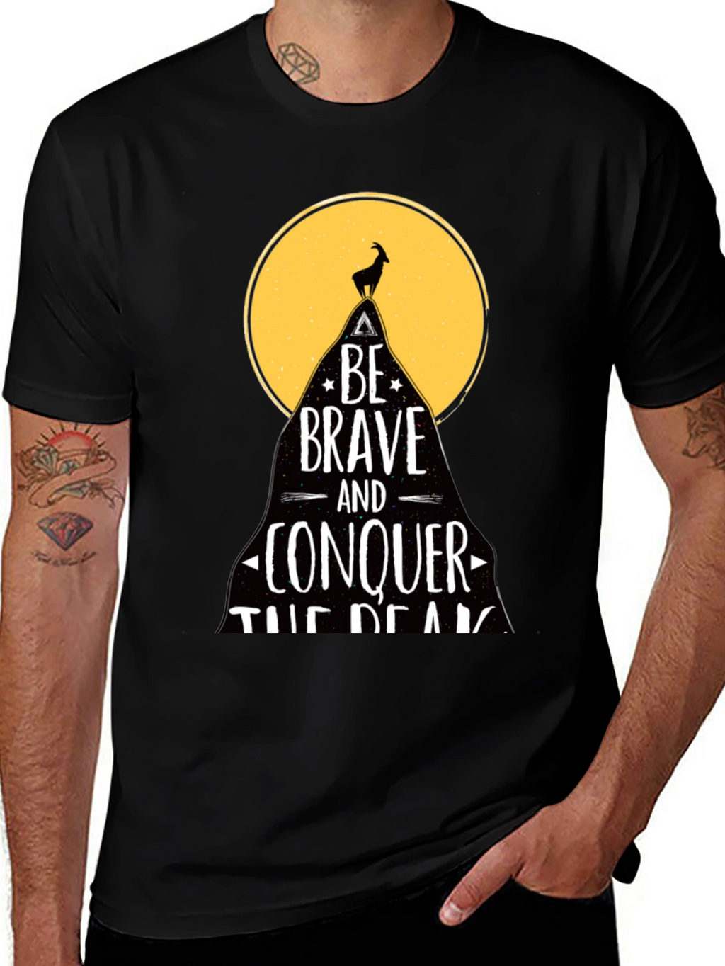 Be Brave T-Shirt - Mountain Goat Conquer Design