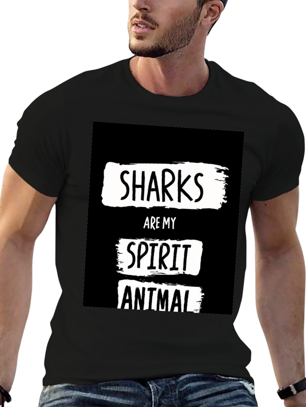 Shark Spirit Animal Black Graphic T-Shirt