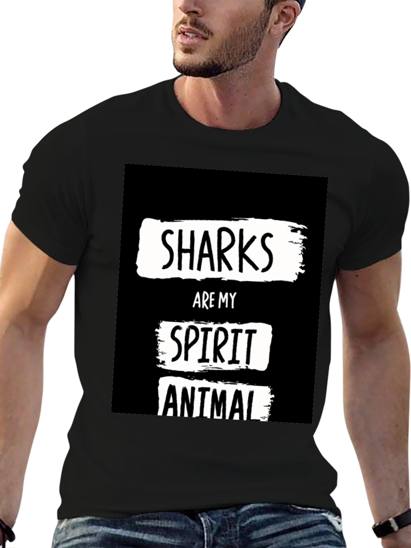 Shark Spirit Animal Black Graphic T-Shirt