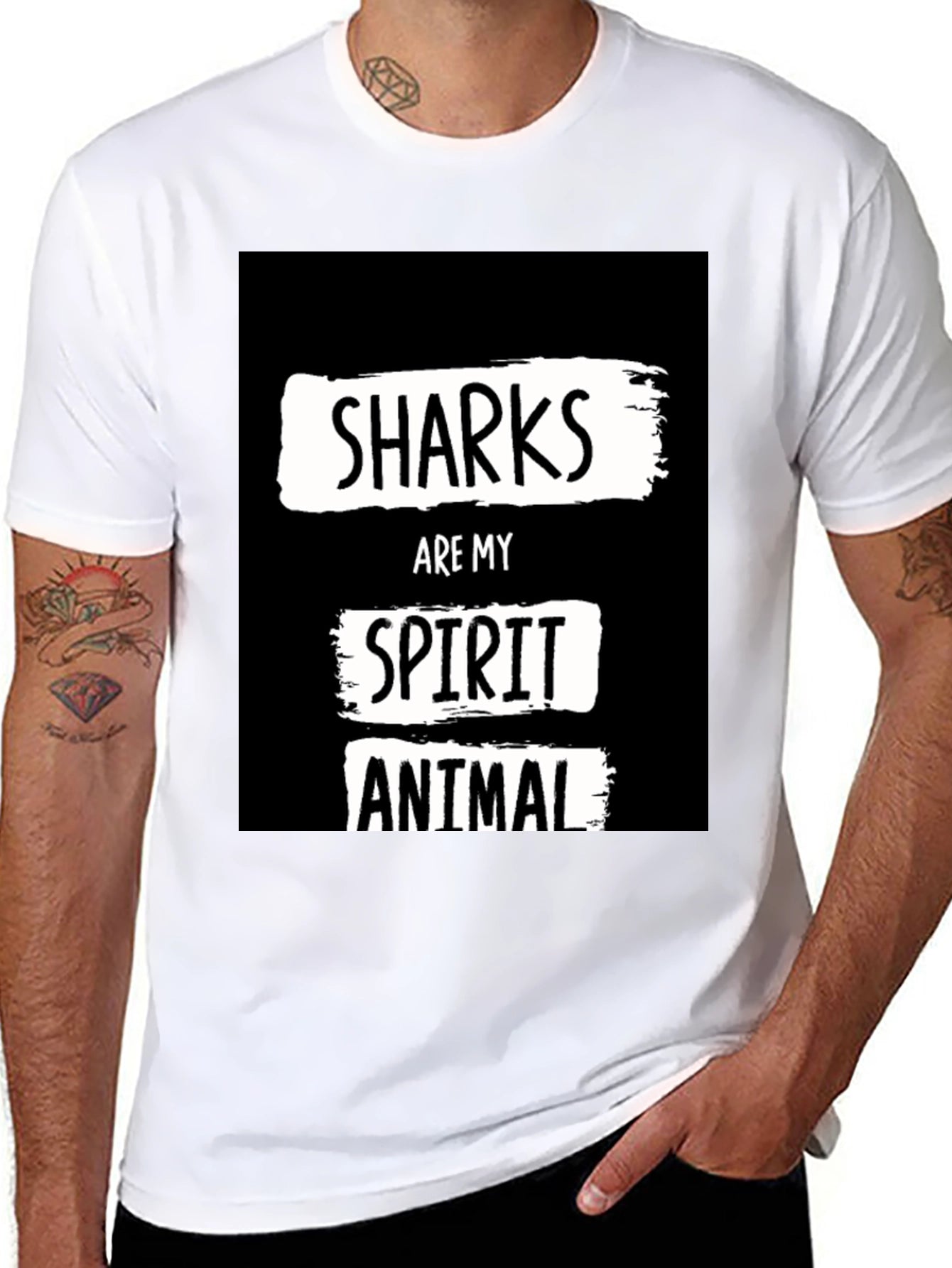 Shark Spirit Animal Black Graphic T-Shirt
