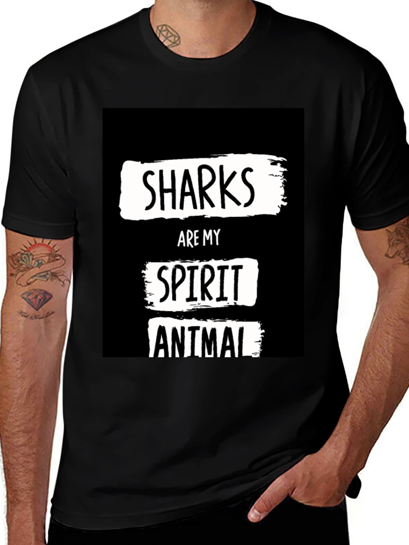 Shark Spirit Animal Black Graphic T-Shirt