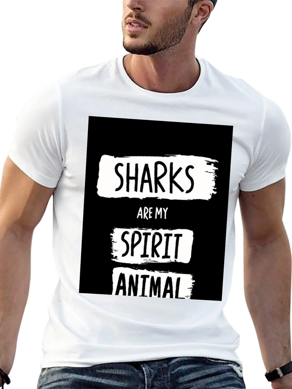 Shark Spirit Animal Black Graphic T-Shirt