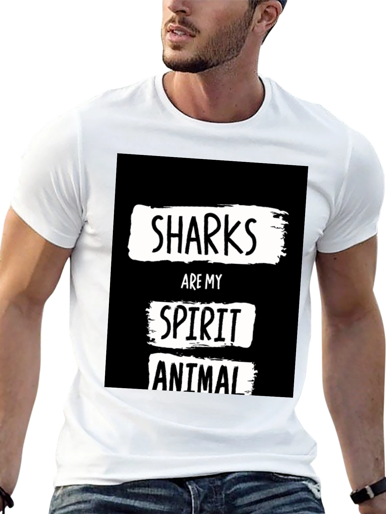 Shark Spirit Animal Black Graphic T-Shirt