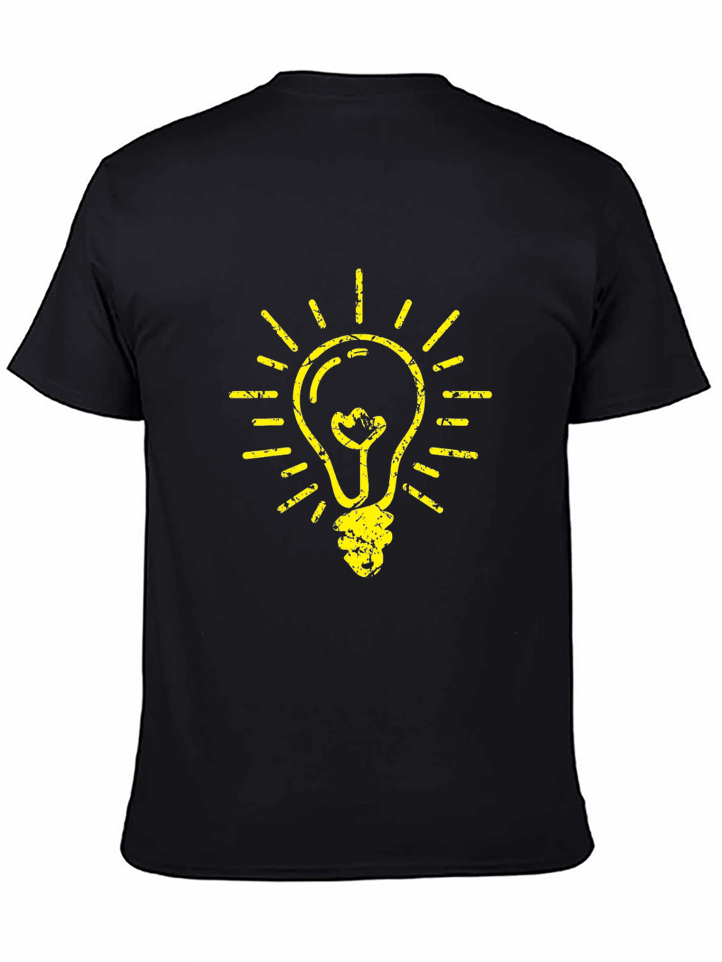Black T-Shirt with Yellow Light Bulb Graphic
