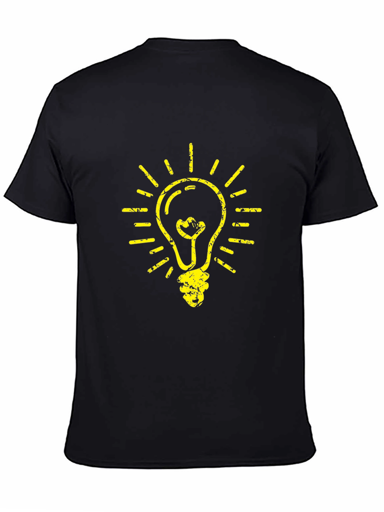 Black T-Shirt with Yellow Light Bulb Graphic