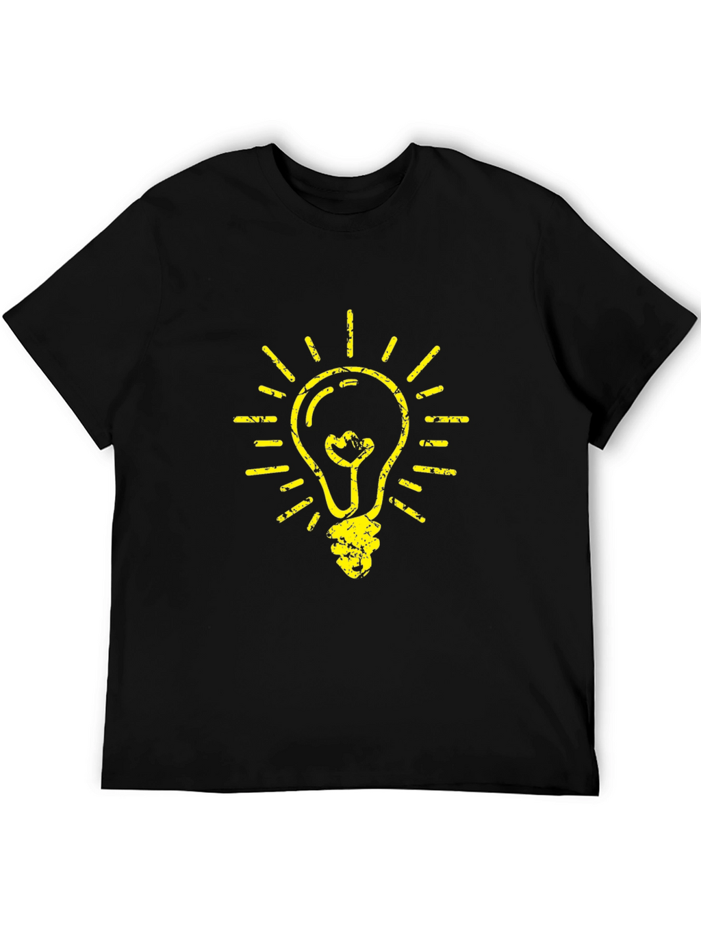 Black T-Shirt with Yellow Light Bulb Graphic