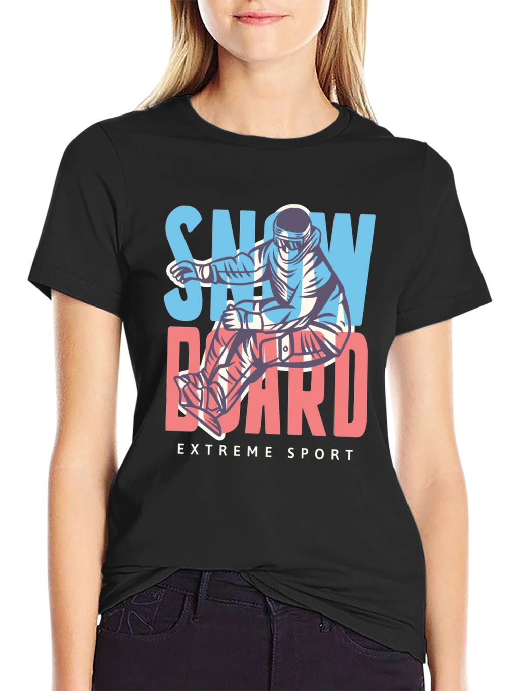 Snowboard Extreme Sport Black T-Shirt