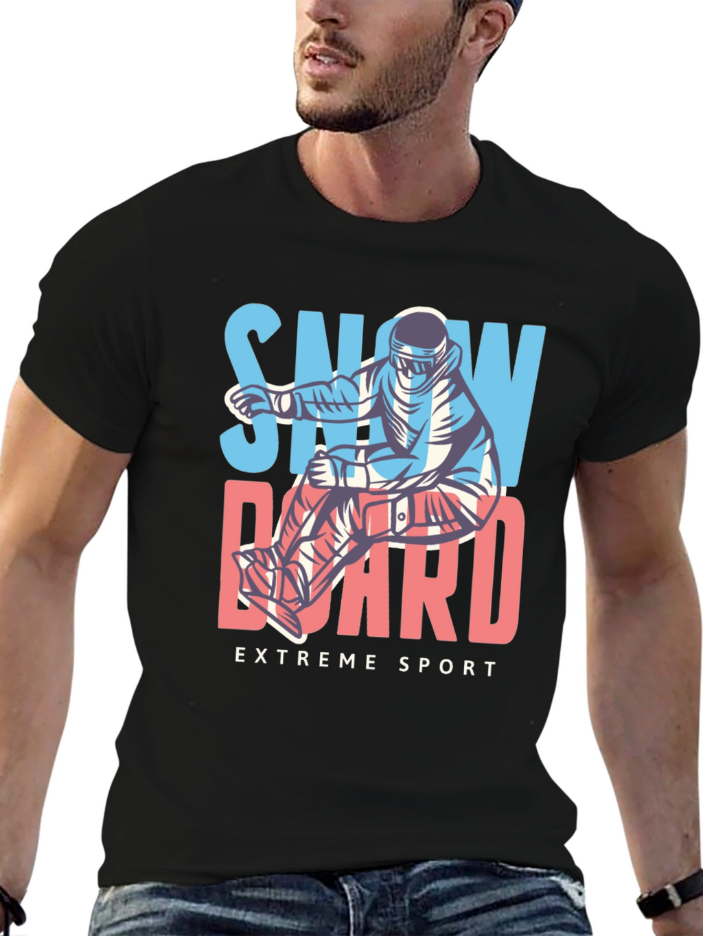 Snowboard Extreme Sport Black T-Shirt