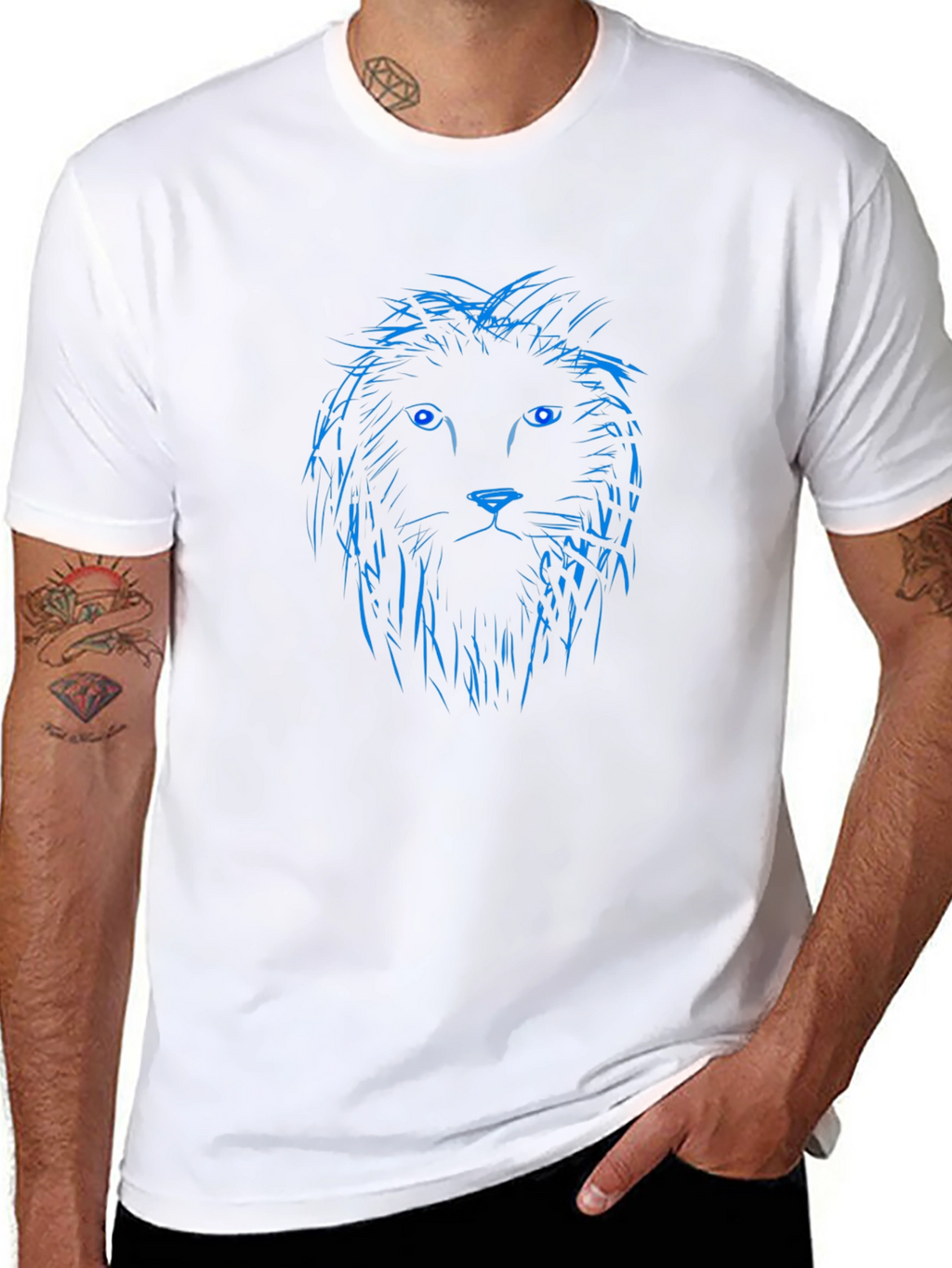 Blue Lion Graphic Black T-Shirt