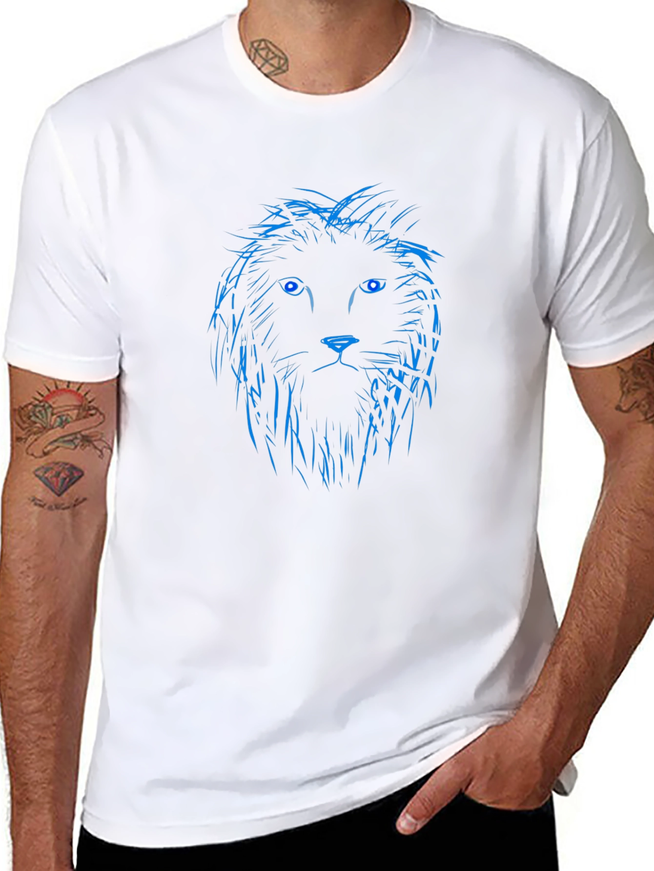 Blue Lion Graphic Black T-Shirt