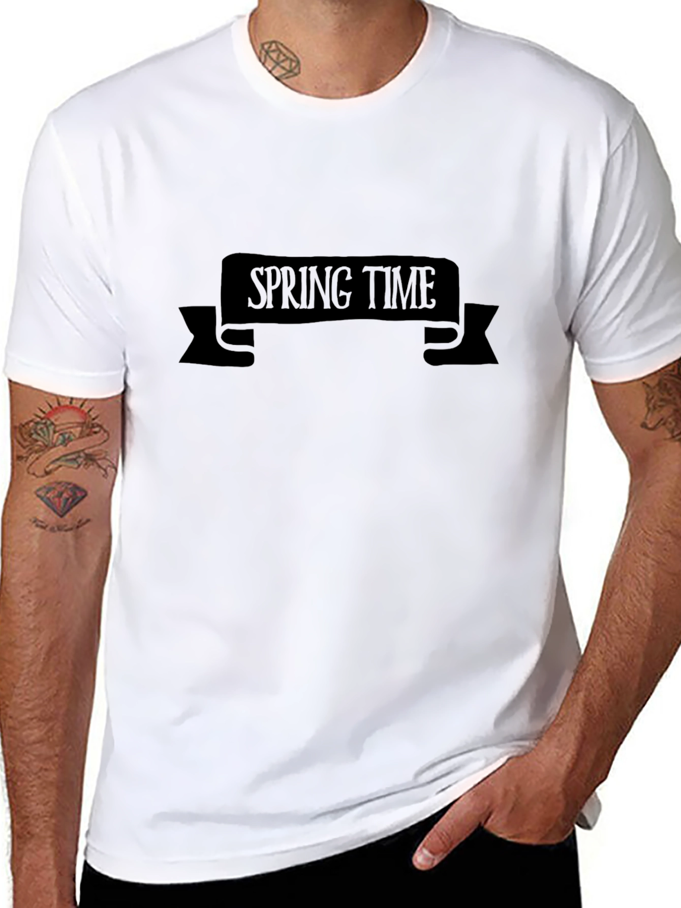 Spring Time Graphic Tee - Black Casual T-Shirt