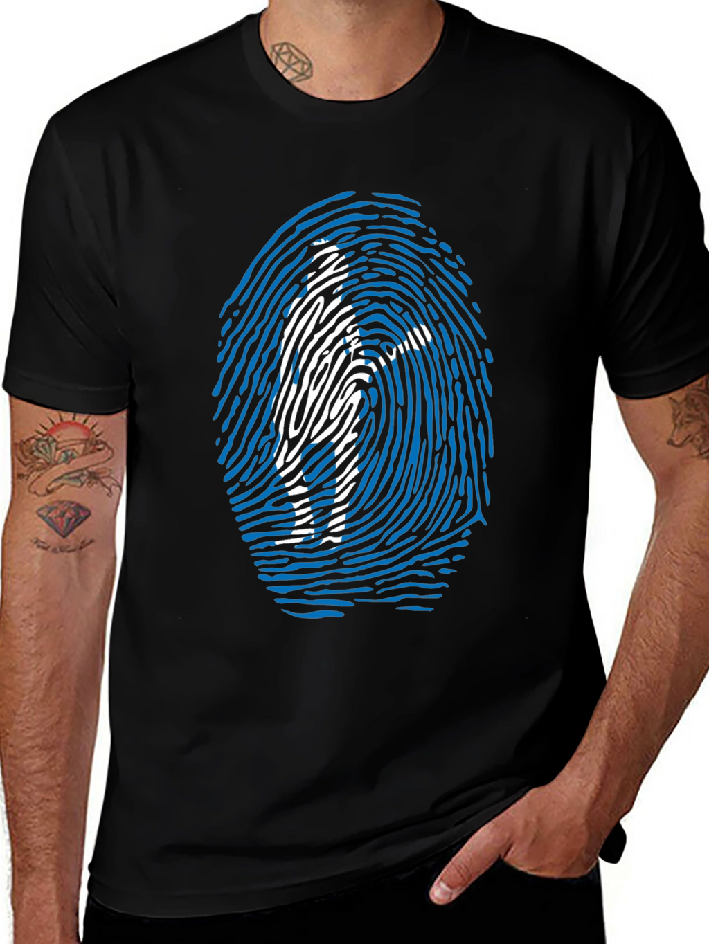Fingerprint Silhouette Graphic T-Shirt
