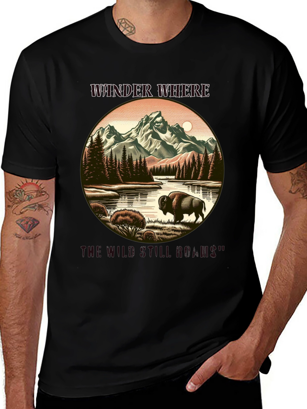 Wander Where The Wild Still Roams Black T-Shirt