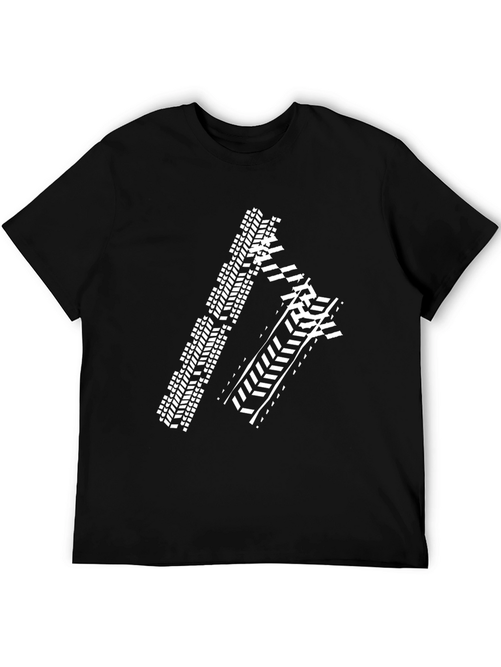 Tire Track Graphic Tee - Black Cotton Shirt