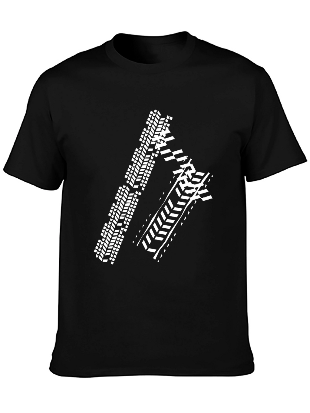 Tire Track Graphic Tee - Black Cotton Shirt