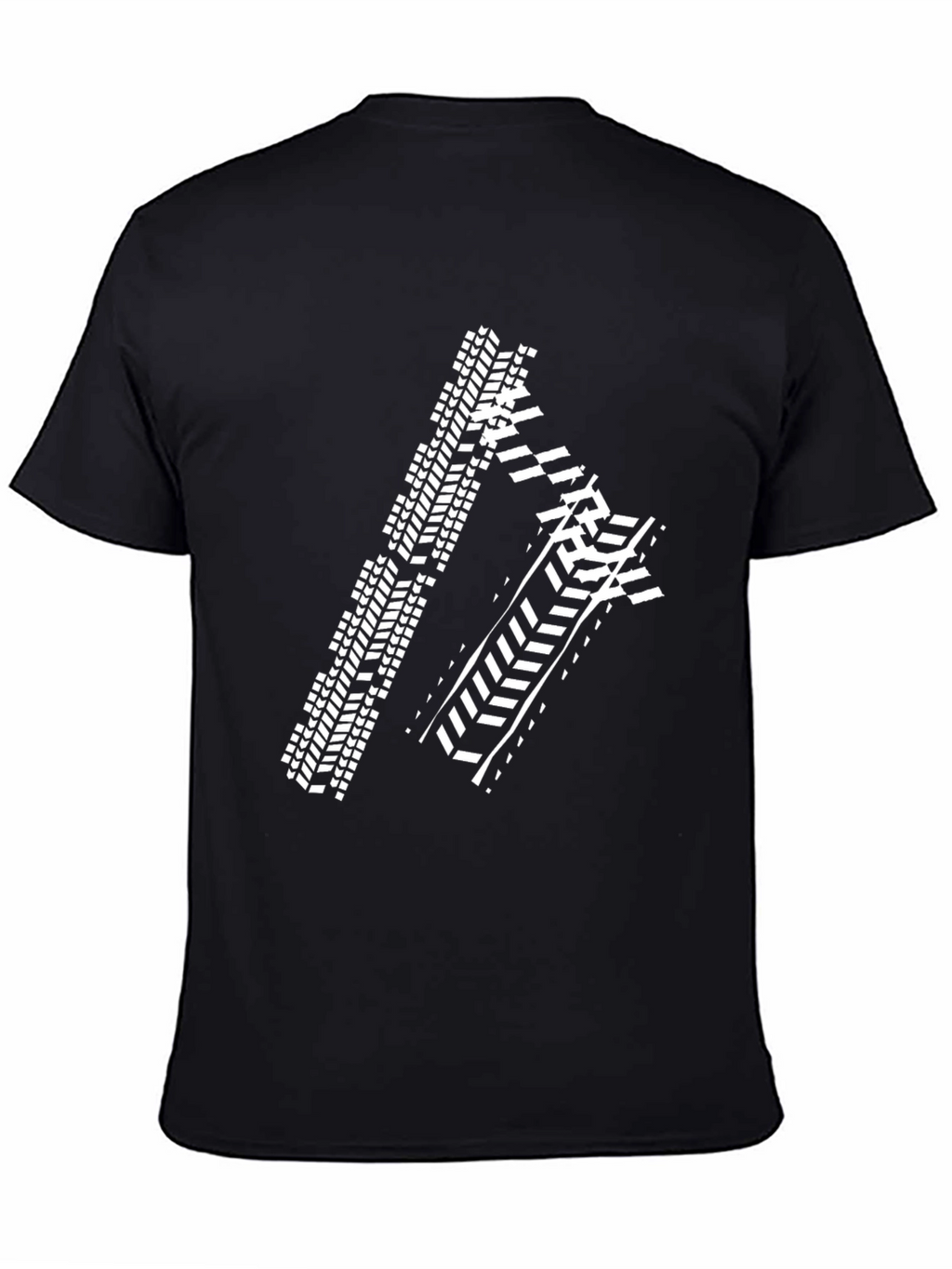 Tire Track Graphic Tee - Black Cotton Shirt